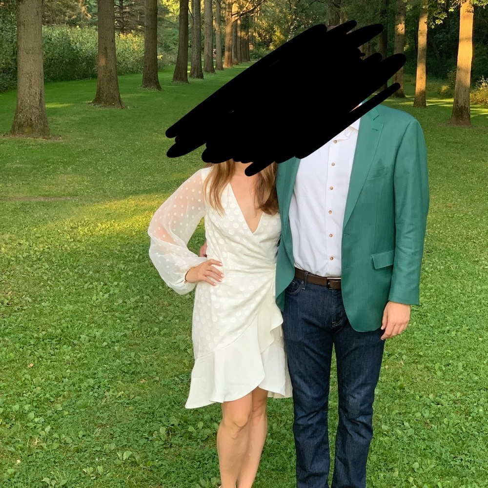 Keepsake ivory wrap dress polka dot dress